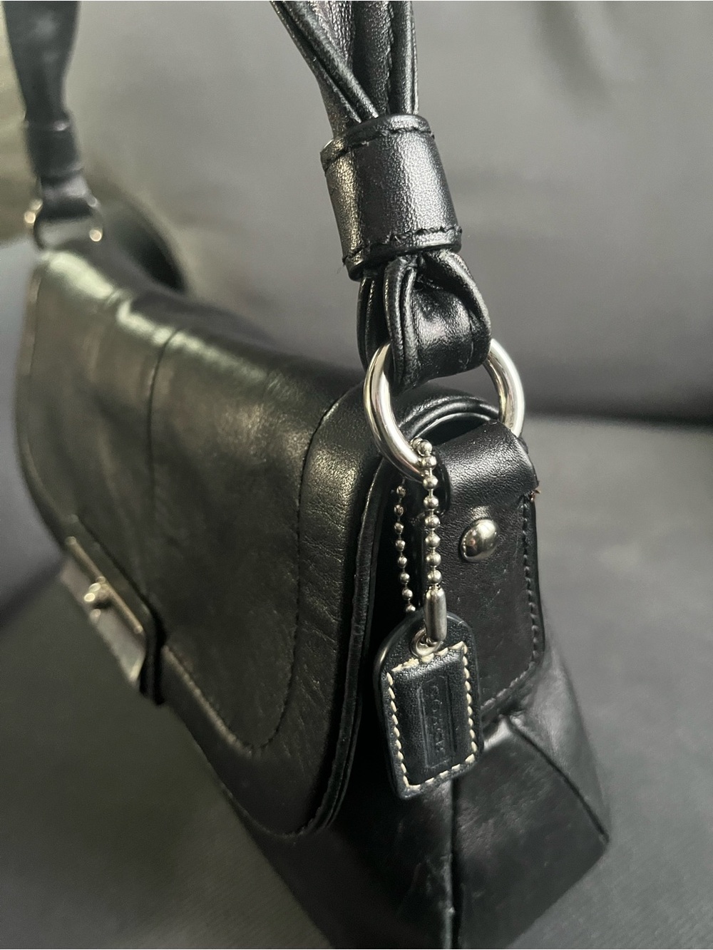 Coach Kristin Leather 🔥 Top Handle Pouch 45166 | Black Y2K Shoulder Bag